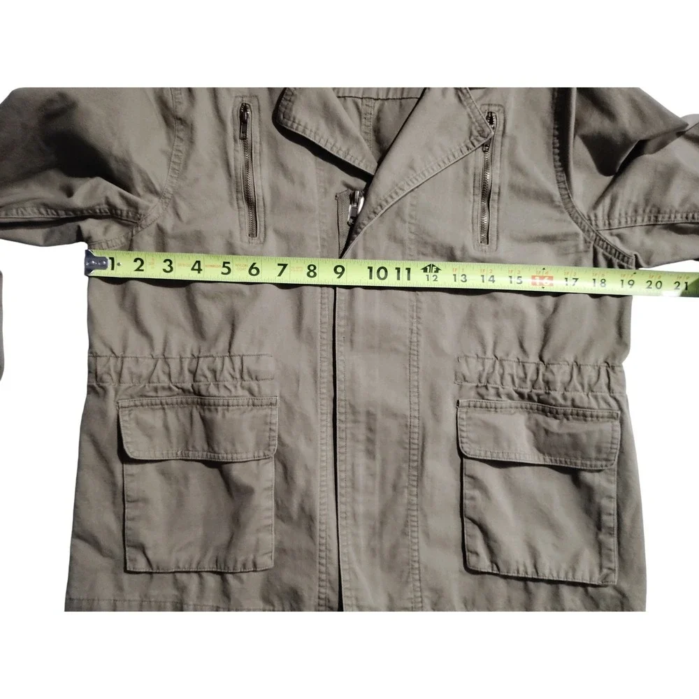Elodie‎ Womens Olive Green Cotton Asymmetrical Zip Utility Moto Jacket Size M